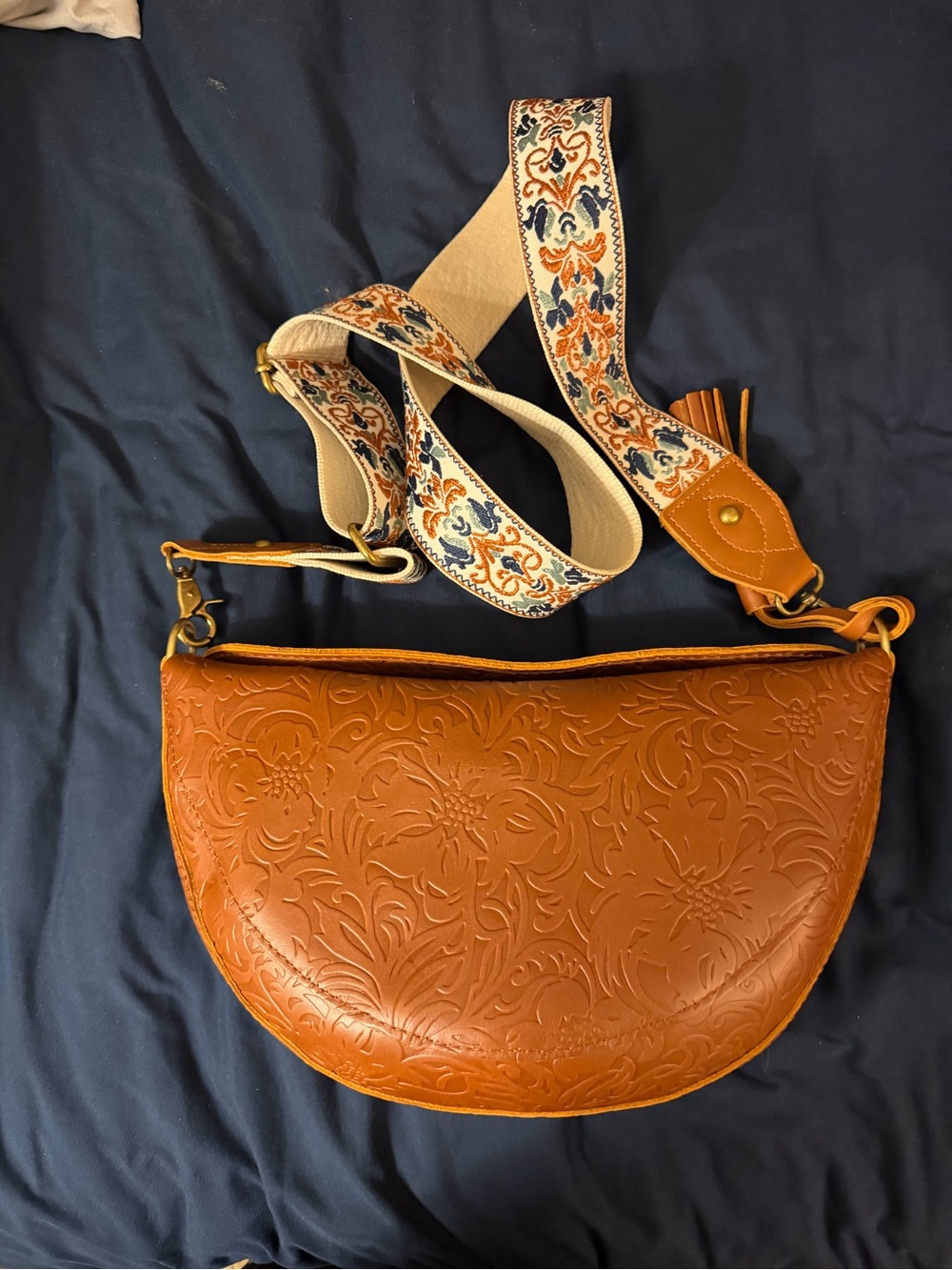 Portland  leather Koala Embossed Crossbody Bag with Decorative Strap